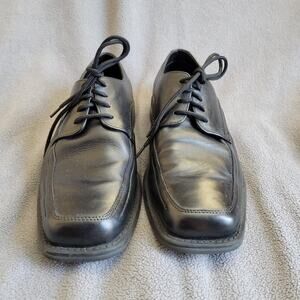 NUNN BUSH Mens Black Leather Bicycle Toe Lace Up Oxford Comfort Gel Business